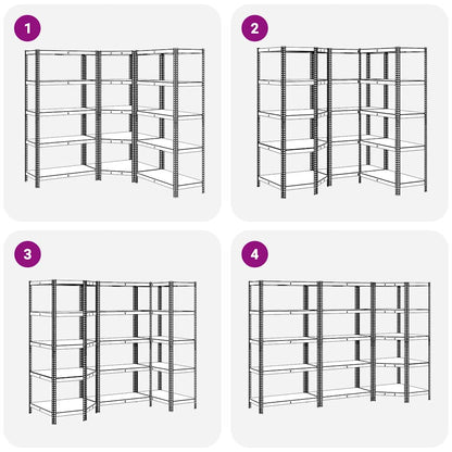 Scaffali a 5 Ripiani 3 pz Blu in Acciaio e Legno Multistrato - homemem39