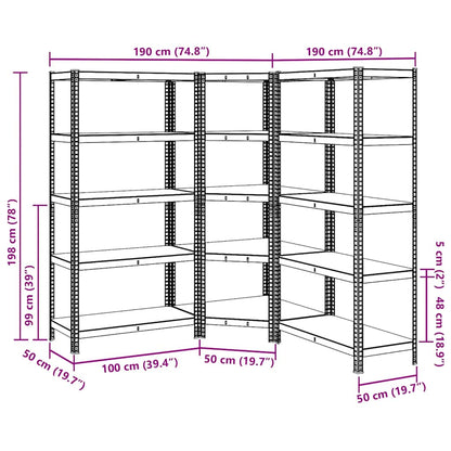Scaffali a 5 Ripiani 3 pz Blu in Acciaio e Legno Multistrato - homemem39