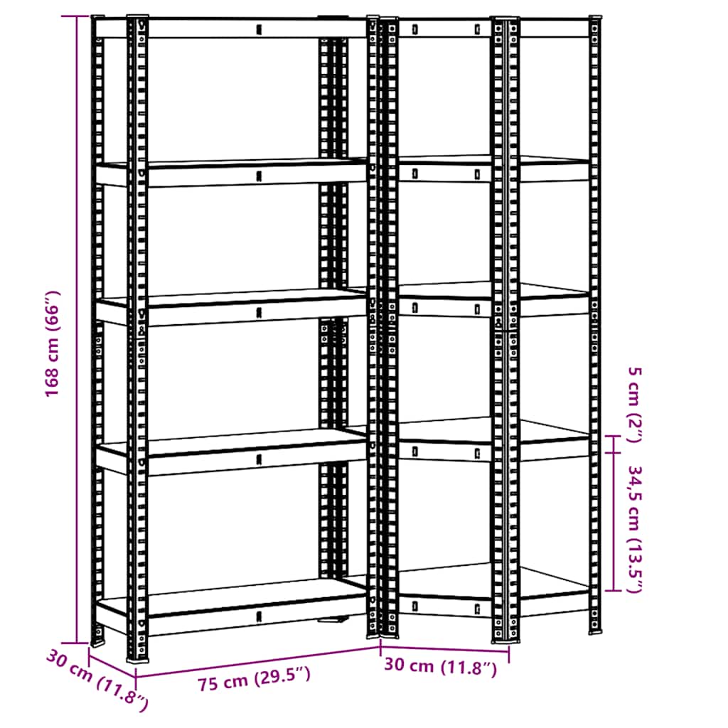 Set di Scaffali 2pz a 5 Ripiani Blu Acciaio e Legno Multistrato - homemem39