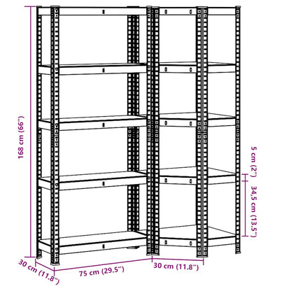 Set di Scaffali 2pz a 5 Ripiani Blu Acciaio e Legno Multistrato - homemem39