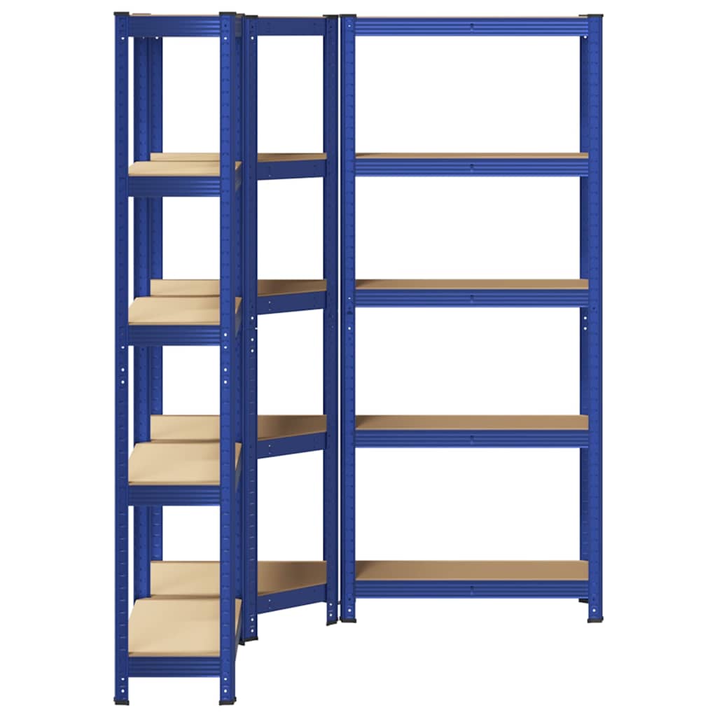 Scaffali a 5 Ripiani 3 pz Blu in Acciaio e Legno Multistrato - homemem39