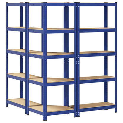 Scaffali a 5 Ripiani 3 pz Blu in Acciaio e Legno Multistrato - homemem39