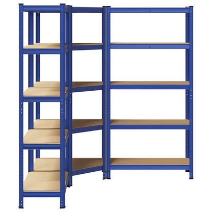 Scaffali a 5 Ripiani 3 pz Blu in Acciaio e Legno Multistrato - homemem39