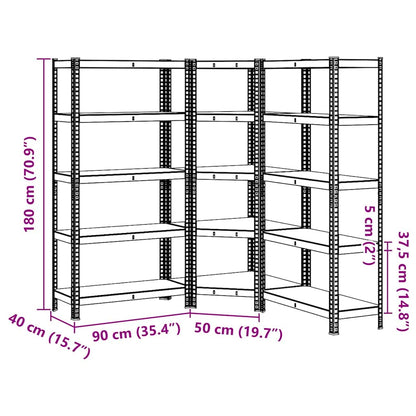 Scaffali a 5 Ripiani 3 pz Blu in Acciaio e Legno Multistrato - homemem39
