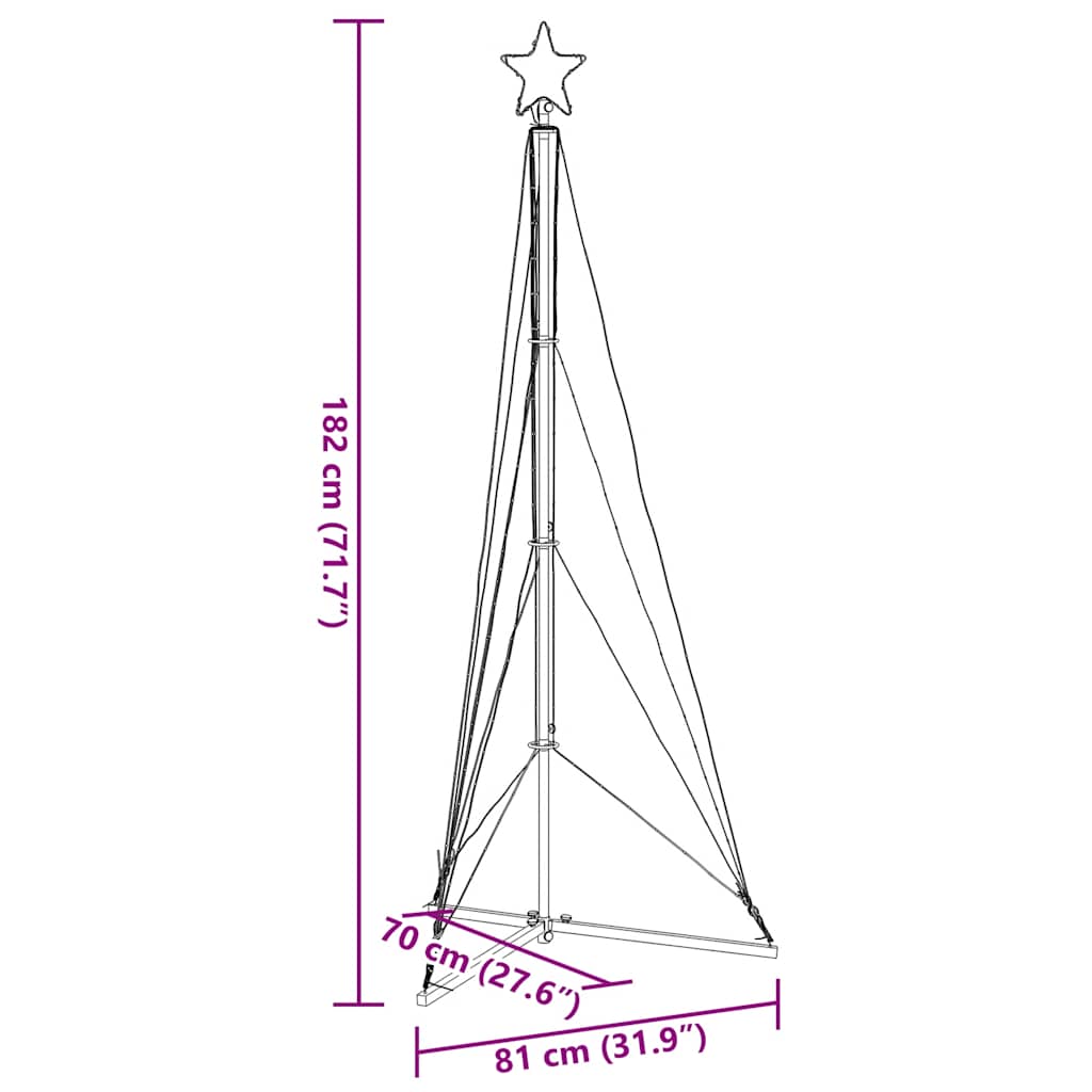 Albero di Natale a LED 363 LED Bianco Freddo 182 cm