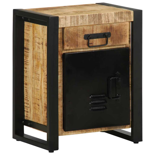 Comodini 2 pz in Legno Massello di Mango Grezzo