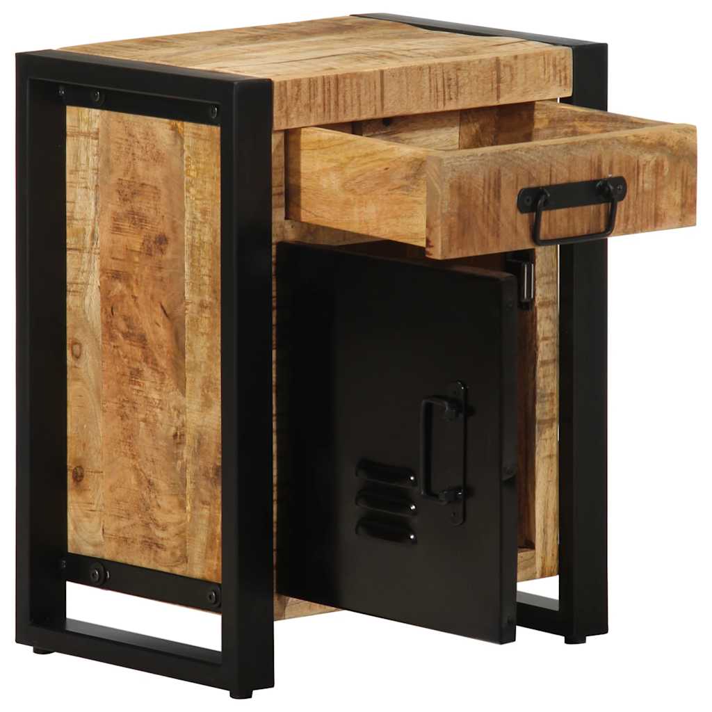 Comodini 2 pz in Legno Massello di Mango Grezzo