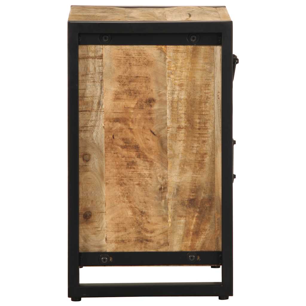 Comodini 2 pz in Legno Massello di Mango Grezzo