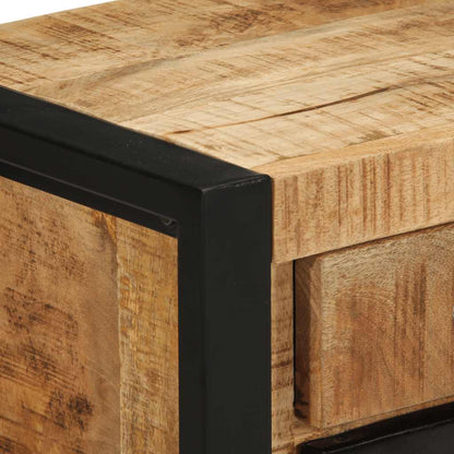 Comodini 2 pz in Legno Massello di Mango Grezzo