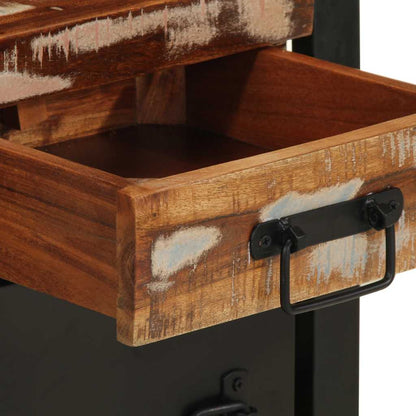 Comodino Multicolore 40x30x50 cm in Legno Massello Recupero | homemem39