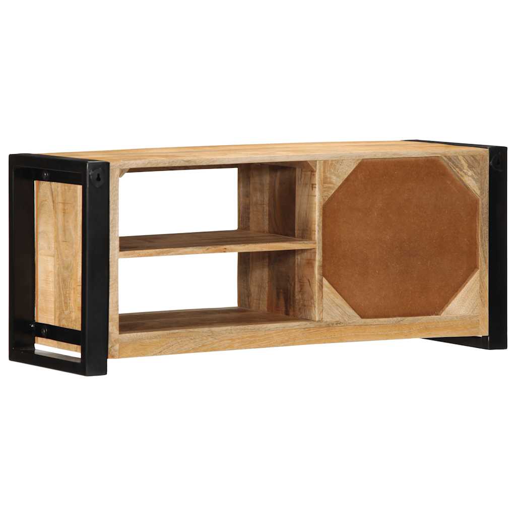 Mobile Porta TV 80x30x35 cm in Legno Massello di Mango Grezzo - homemem39