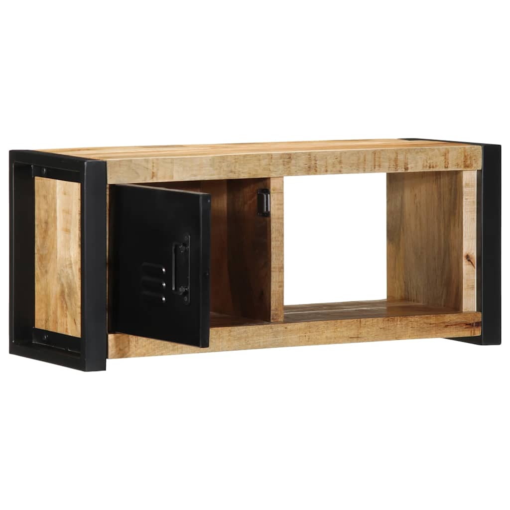Mobile Porta TV 80x30x35 cm in Legno Massello di Mango Grezzo - homemem39