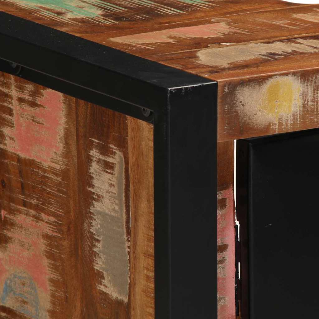 Mobiletto da Bagno con porta Marrone Legno massello di recupero