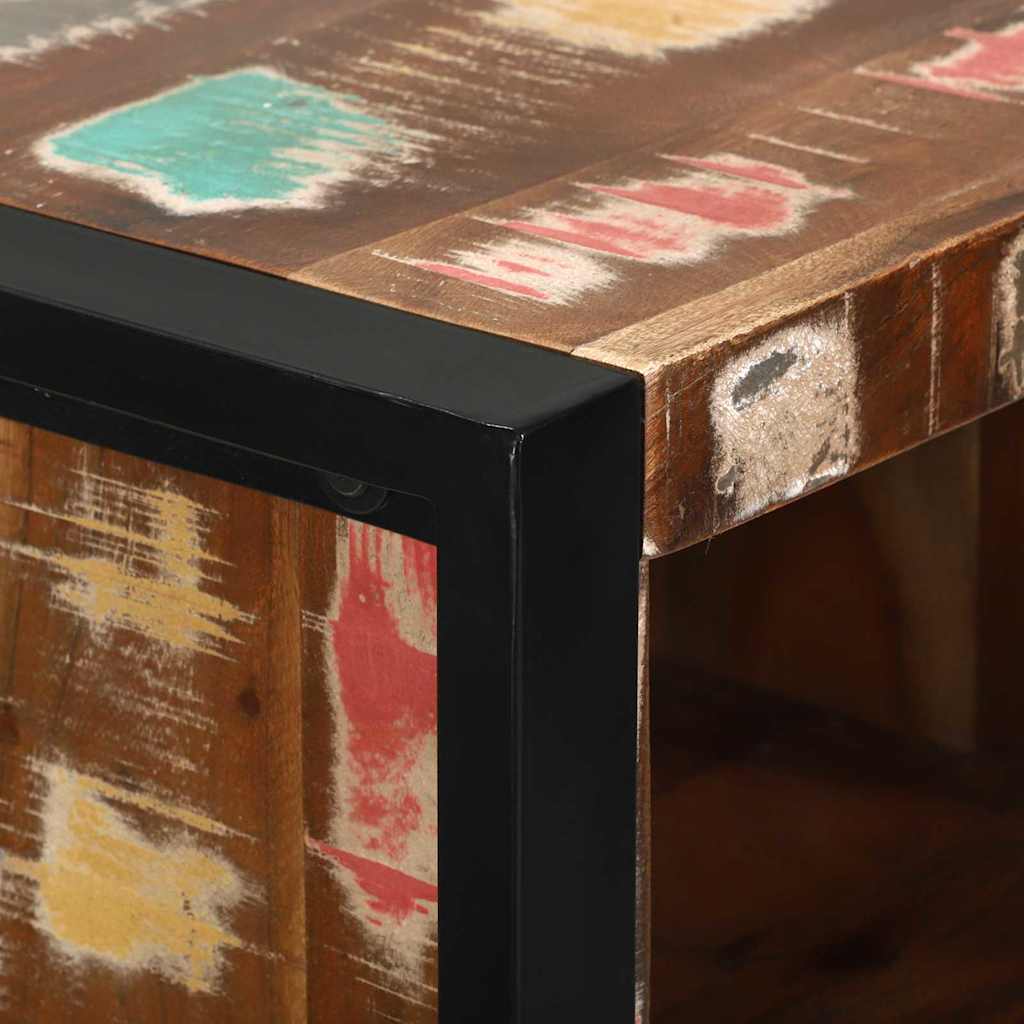 Mobiletto da Bagno con porta Marrone Legno massello di recupero