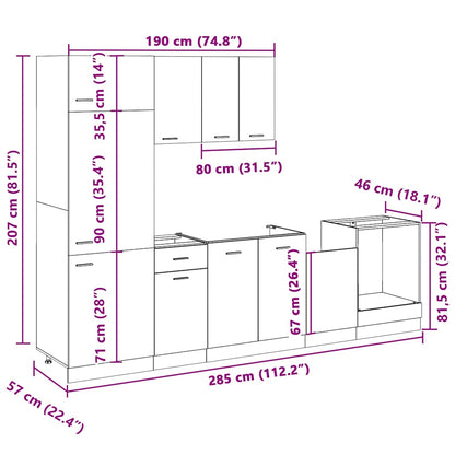 Set di Mobili Porta TV 7 pz “Lyon” Rovere Sonoma in Truciolato