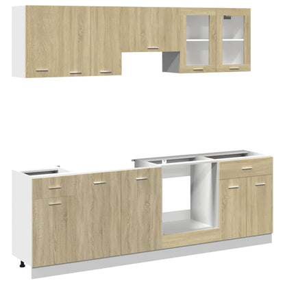 Set Mobili da Cucina 8pz “Lyon” Rovere Sonoma in Truciolato