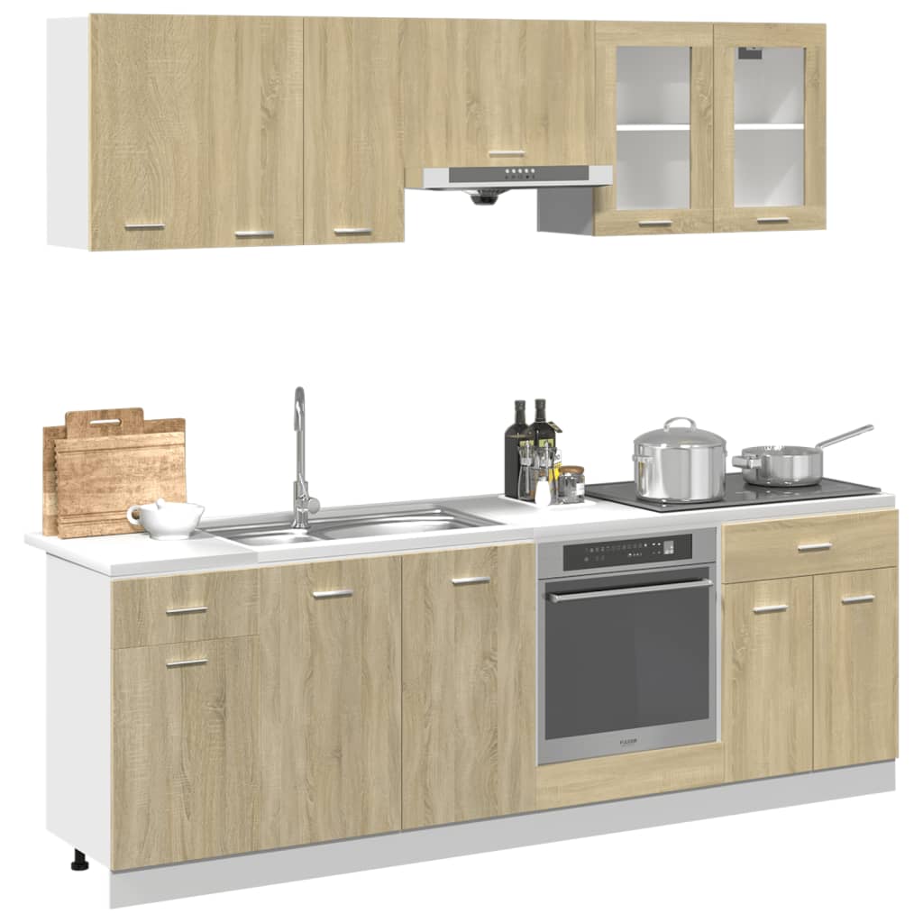 Set Mobili da Cucina 8pz “Lyon” Rovere Sonoma in Truciolato