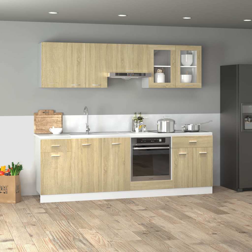 Set Mobili da Cucina 8pz “Lyon” rovere sonoma in Truciolato