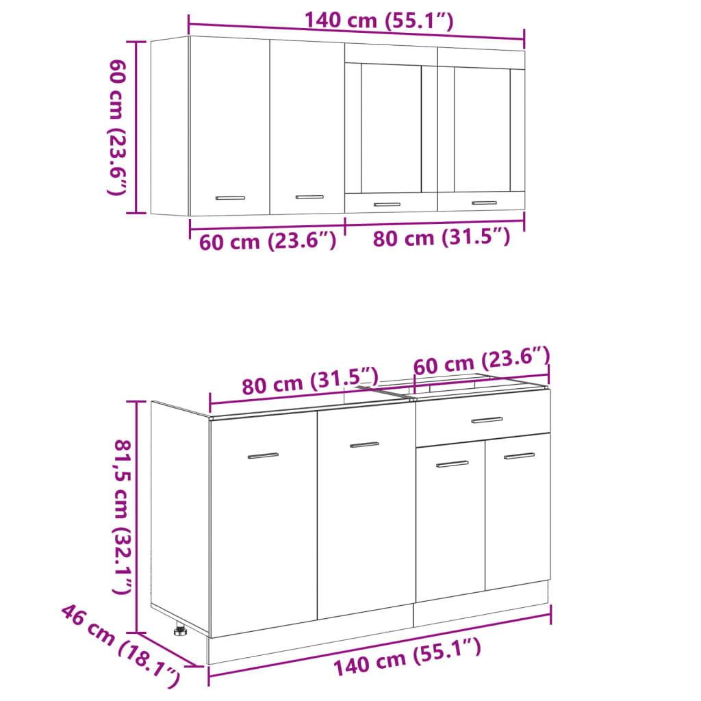 Set di Mobili Porta TV 4 pz Lyon Rovere Sonoma in Truciolato | homemem39