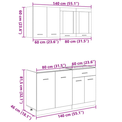 Set di Mobili Porta TV 4 pz Lyon Rovere Sonoma in Truciolato
