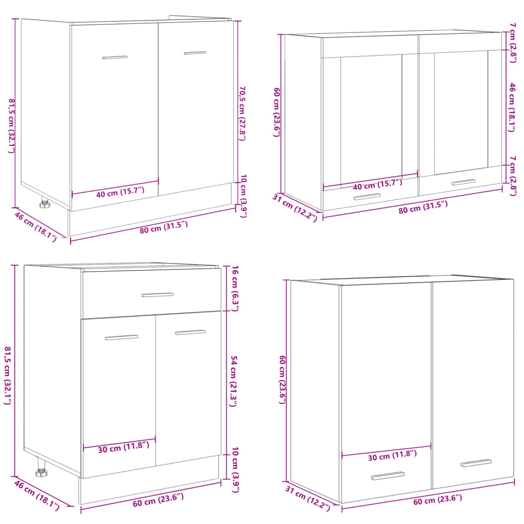 Set di Mobili Porta TV 4 pz Lyon Rovere Sonoma in Truciolato | homemem39