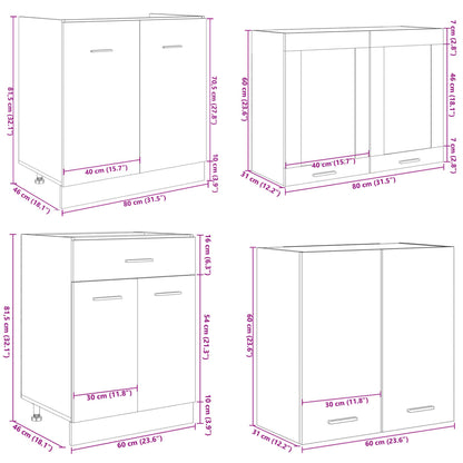Set di Mobili Porta TV 4 pz Lyon Rovere Sonoma in Truciolato | homemem39