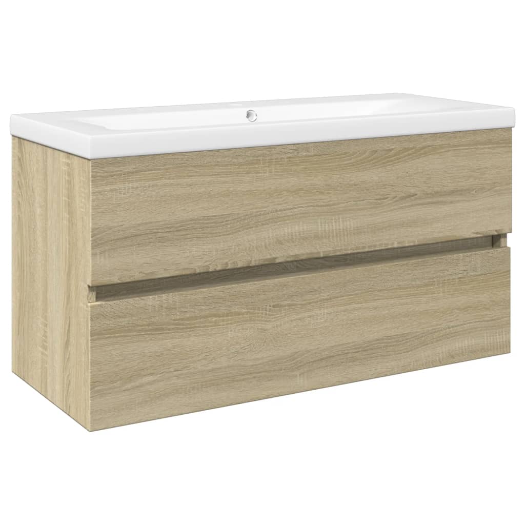 Set Mobili da Bagno 2 pz in Ceramica e Legno Multistrato | homemem39