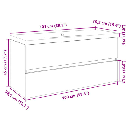 Set Mobili da Bagno 2 pz in Ceramica e Legno Multistrato | homemem39