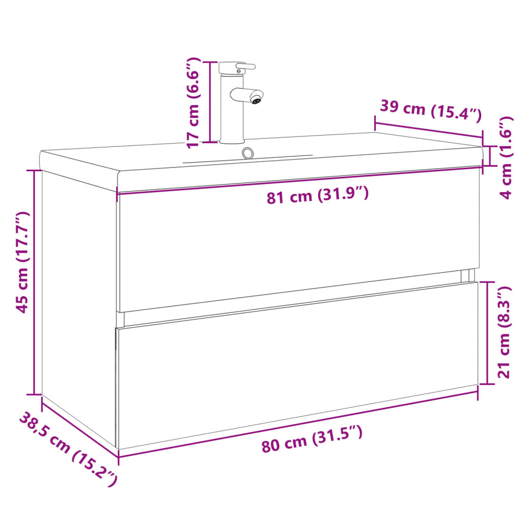 Set Mobili da Bagno 2 pz in Ceramica e Legno Multistrato | homemem39