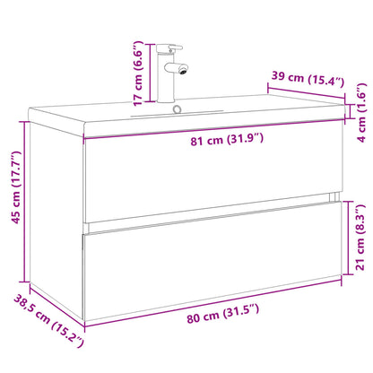 Set Mobili da Bagno 2 pz in Ceramica e Legno Multistrato | homemem39
