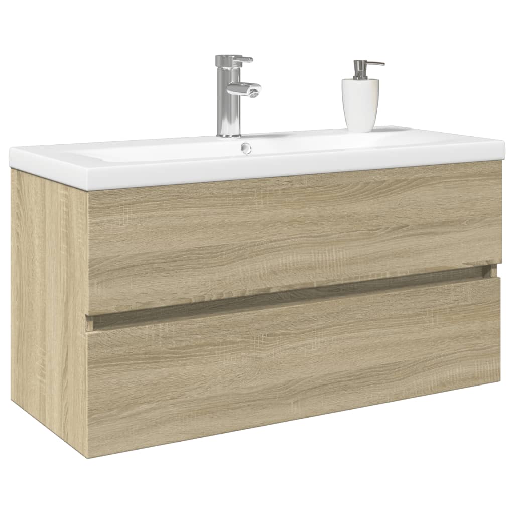 Set Mobili da Bagno 2 pz in Ceramica e Legno Multistrato | homemem39