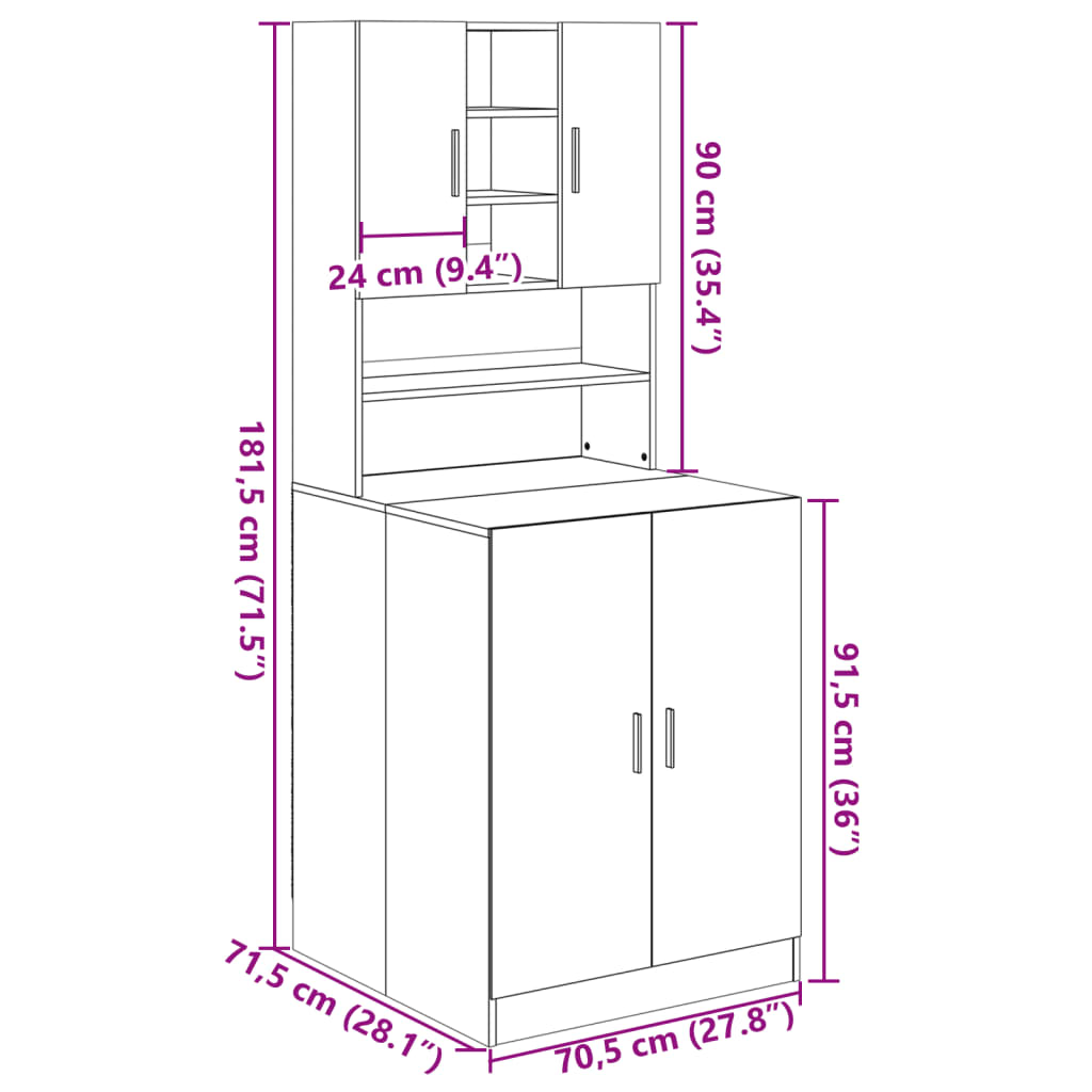 Mobili Lavatrice 2pz Rovere Sonoma in Legno Multistrato | homemem39