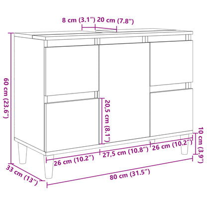 Set Mobili da Bagno 3 pz Rovere Sonoma in Legno Multistrato | homemem39