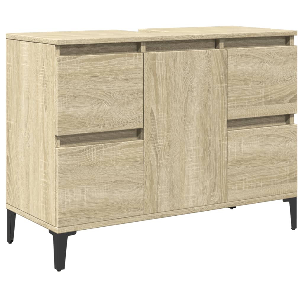 Set Mobili da Bagno 3 pz Rovere Sonoma in Legno Multistrato