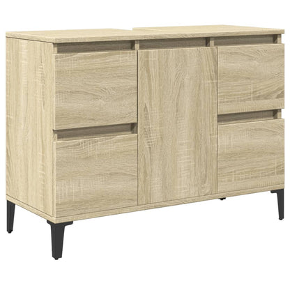 Set Mobili da Bagno 3 pz Rovere Sonoma in Legno Multistrato