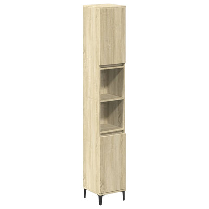 Set Mobili da Bagno 3 pz Rovere Sonoma in Legno Multistrato | homemem39