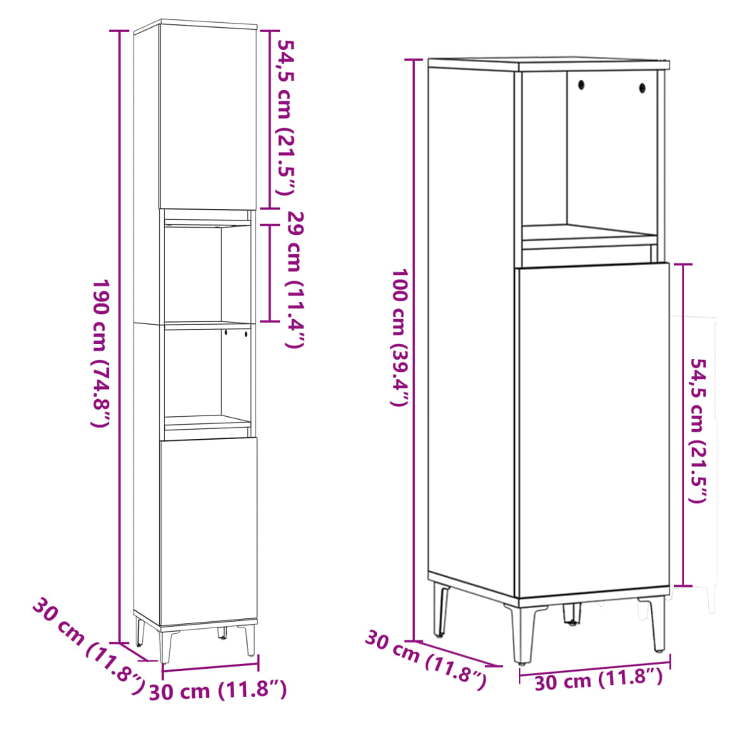 Set Mobili da Bagno 3 pz Rovere Sonoma in Legno Multistrato | homemem39