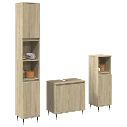 Set Mobili da Bagno 3 pz Rovere Sonoma in Legno Multistrato | homemem39
