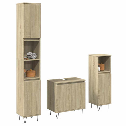 Set Mobili da Bagno 3 pz Rovere Sonoma in Legno Multistrato | homemem39