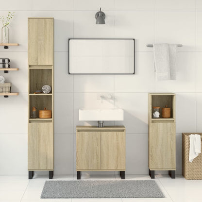 Set Mobili da Bagno 3 pz Rovere Sonoma in Legno Multistrato | homemem39