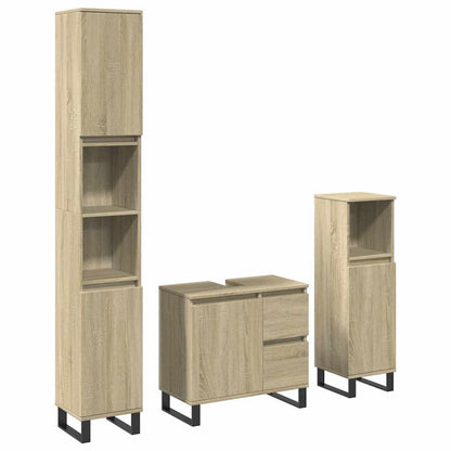 Set Mobili da Bagno 3 pz Rovere Sonoma in Legno Multistrato | homemem39