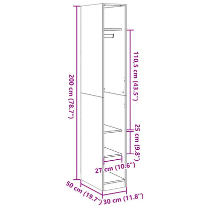 Armadio Grigio Cemento 30x50x200 cm in Legno Multistrato | homemem39