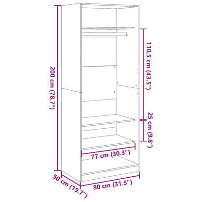 Armadio Bianco 80x50x200 cm in Legno Multistrato - homemem39