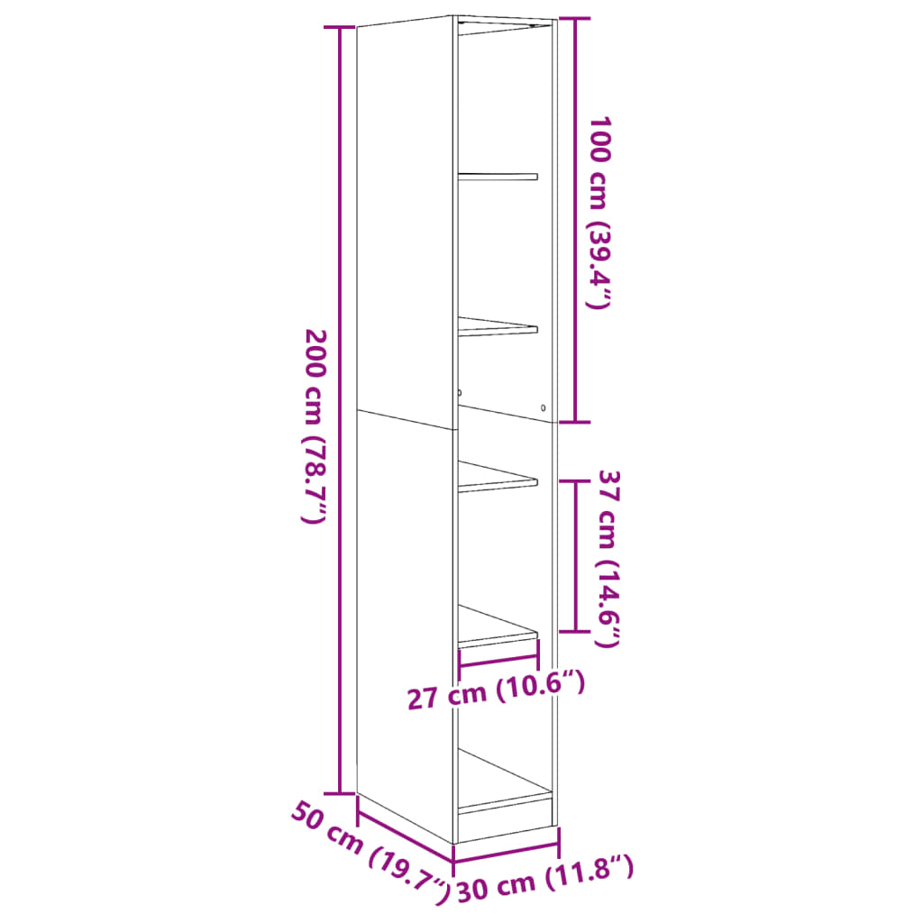 Armadio Grigio Cemento 30x50x200 cm in Legno tecnico | homemem39