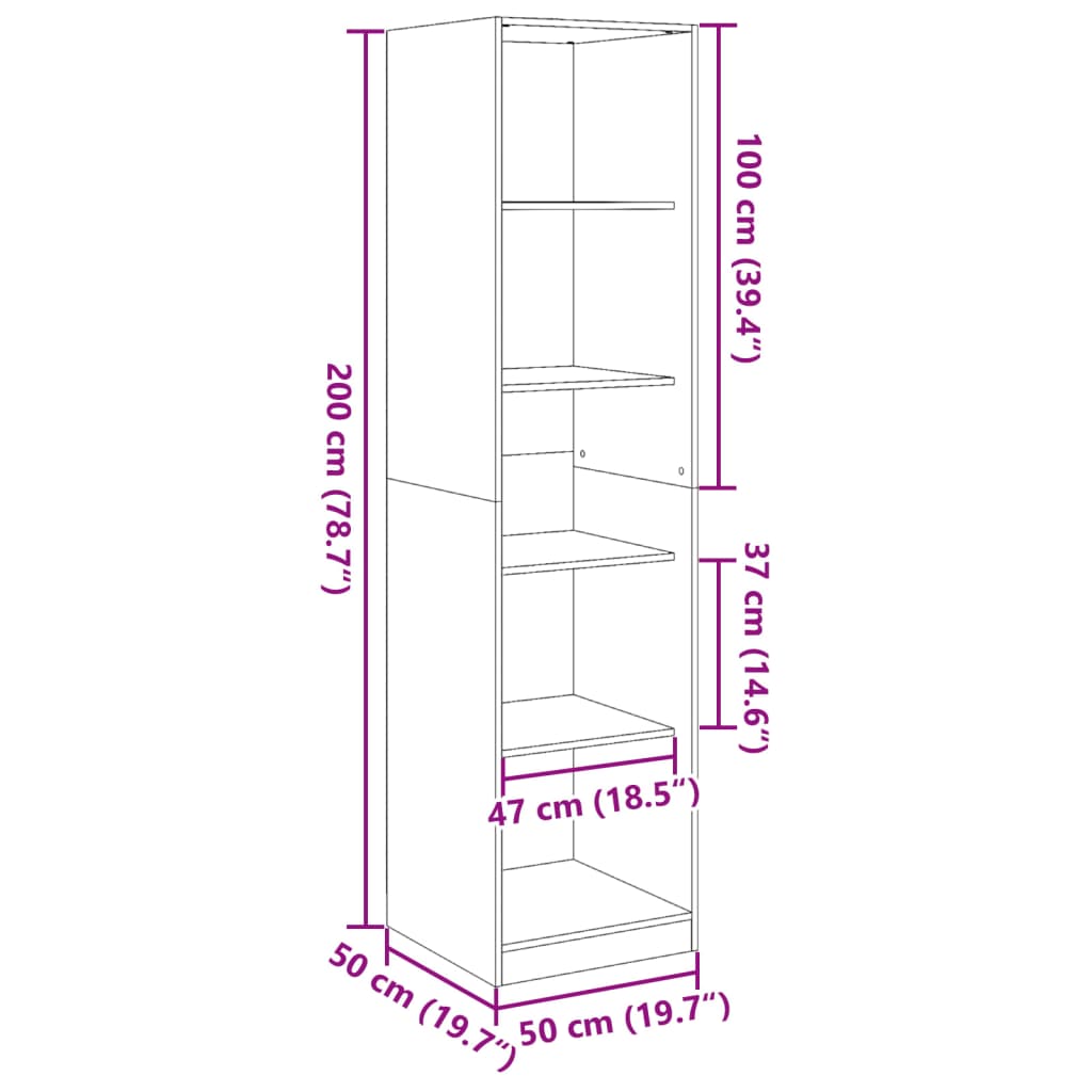 Armadio Grigio Cemento 50x50x200 cm in Legno tecnico | homemem39