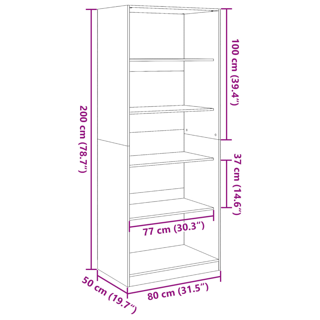 Armadio Legno Antico 80x50x200 cm in Legno tecnico - homemem39