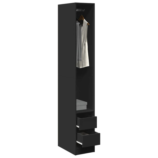 Armadio Nero 30x50x200 cm in Legno Multistrato - homemem39