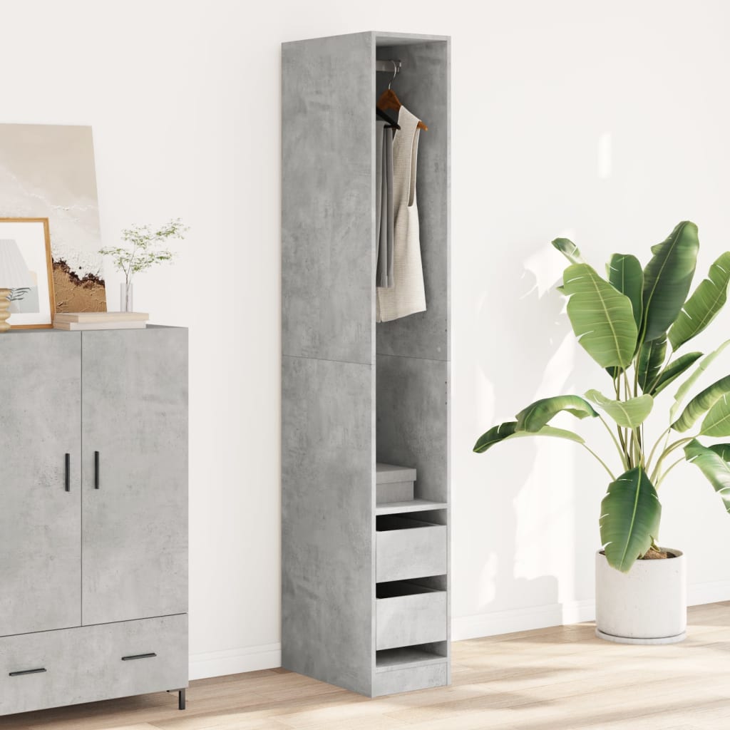 Armadio Grigio Cemento 30x50x200 cm in Legno Multistrato | homemem39