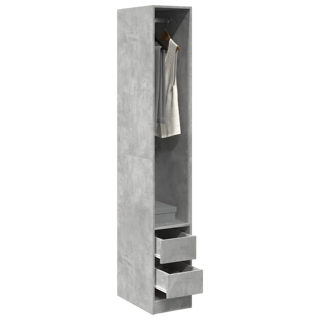 Armadio Grigio Cemento 30x50x200 cm in Legno Multistrato | homemem39