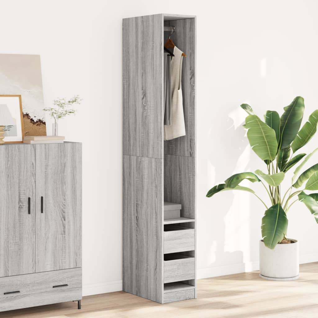 Armadio Grigio Sonoma 30x50x200 cm in Legno Multistrato - homemem39